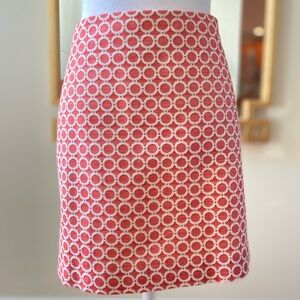 Trina Turk Coral Pink Embroidered Circle Lace Mini Pencil Skirt sz 12 New